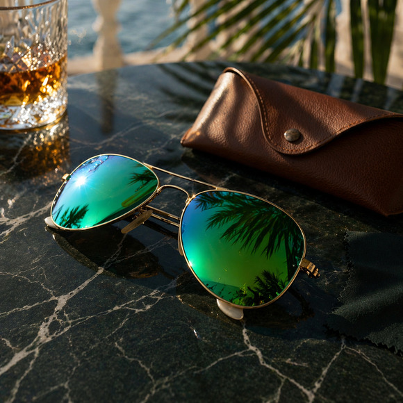 Ray-Ban Cockpit Aviator 112/19 Green Mirror 60mm Sunglasses + Case Cleaning Kit main image 9